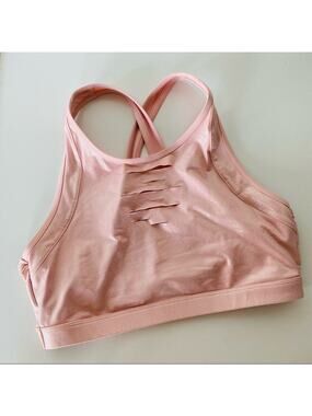 NEW VS VICTORIAS SECRET PINK Sparkle Strappy Open Slit Bralette Sports Bra M